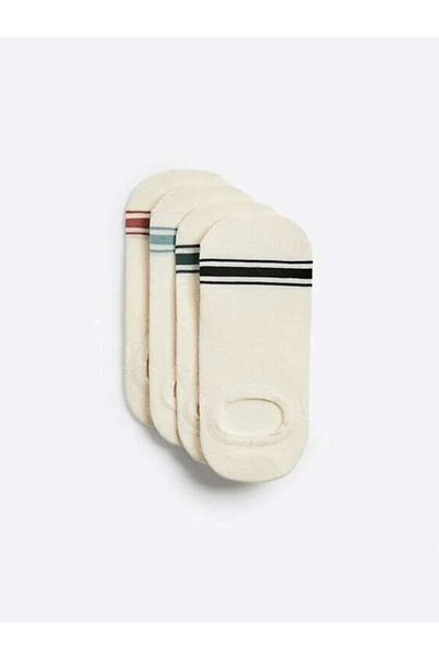 lesepri Pack of 4 Thick Line Patterned Invisible Sneaker Socks