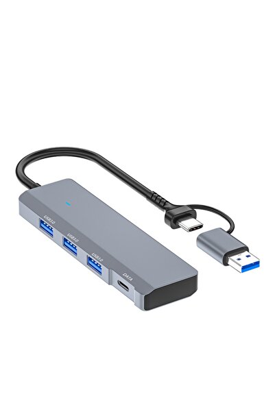 Ally ADS-309D 4 Portlu USB+Type-C USB 3.0 Çoklayıcı Data HUB Adaptör FÜME
