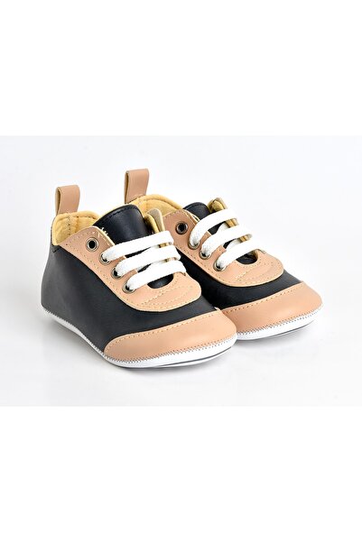 Baby Pattini Newborn - İlkadım Home Shoes, Cotton Lined Navy Blue-Brown Sport...