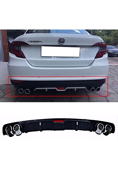 MKG Otomotiv Fiat Egea Uyumlu Siyah Difüzör 4 Krom Egzoz Görünümlü Difizör Arka Ek Body Kit