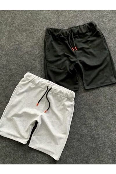 İnsane Minds unisex slim fit γκρι μαύρο βαμβακερό καλοκαιρινό σορτς 2 πακέτο