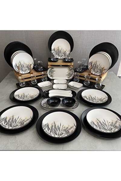 Keramika Takım Kahvaltı Mat Başak Renkli 59 Parça 12 Kişilik