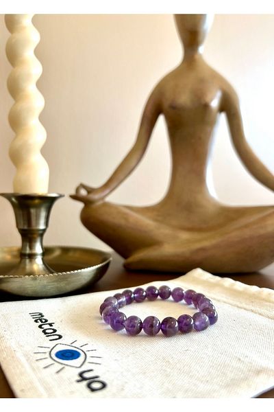 Metanoyaco Amethyst Natural Stone Bracelet (Third Eye Chakra)