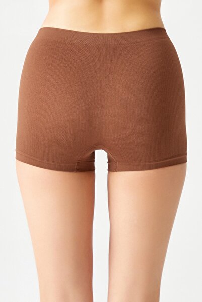 Los Ojos Brown Ribbed Seamless Boxer Briefs Ribbed Boyshort