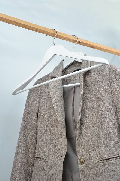NYN White Color 4 Pieces - Wooden Suit and Jacket Hanger with Bar