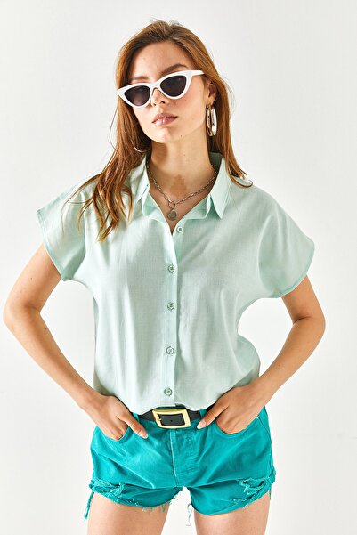 Olalook Women's Water Green Bat Viscose Shirt GML-19000612