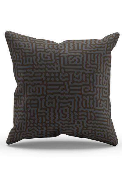 Moud's Husă de pernă din piele intoarsă cu model labirint gri imprimat pe dou...
