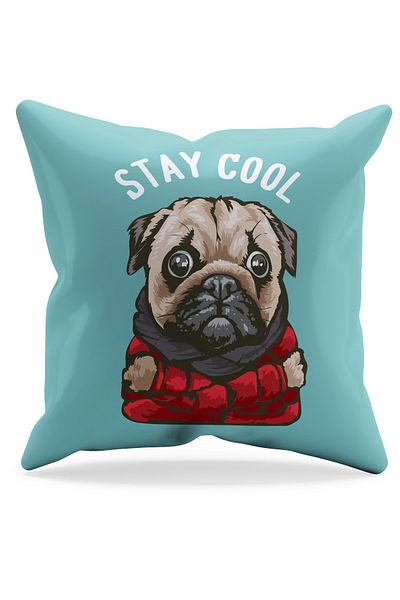 Moud's Double Sided Printed Red Pug Dog Pattern Suede Throw Pillow Cover - PL805