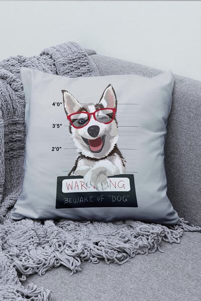 Moud's Double Sided Printed Cute Wolf Pattern Suede Throw Pillow Cover - PL772
