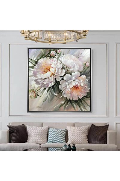 Markazip Gümüş Metal Çerçeveli Kanvas Tablo 90x90cm Kod: TLH75-K