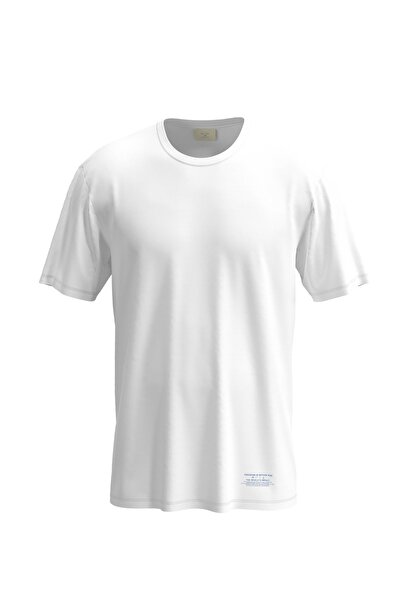 Re-clo جيفري، تي شيرت أبيض من القطن العضوي مع تفاصيل طباعة أمامية وخلفية