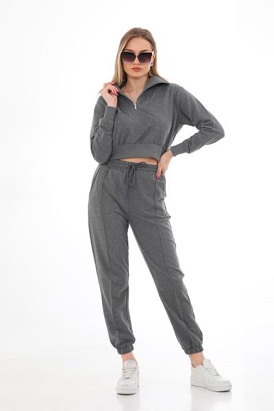 WestBound Crop Trend Casual Γυναικείο Αθλητικό Σετ ΓΚΡΙ