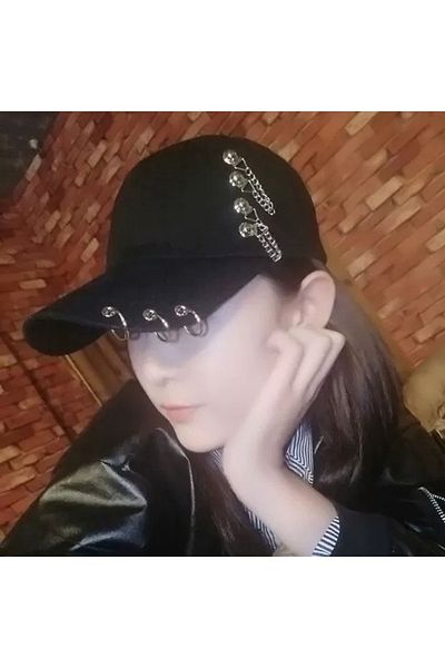 Shopiolog 3-Ring and Chain Piercing, 3-Ring Piercing, Three-Piercing Cross-Chain Hat, 3-Piece Hat