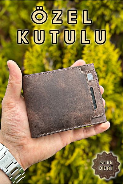 debbah Men's Genuine Leather Brown Wallet Paris Tiguan Real Leather Wallet with Extra Card Holder