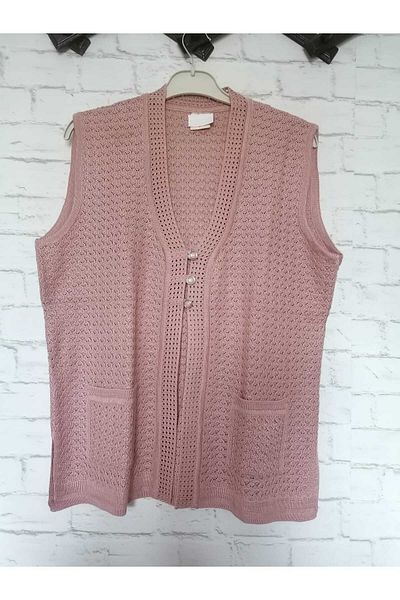 anne moda ankara Seasonal, Openwork, steel knitted, 30% wool, 70% acrylic V-neck 3 buttons, 2 pockets, short vest