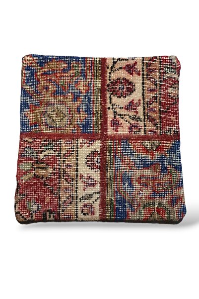 Ottoman Pouffe Eskitme Özel Seri El Dokuması Halı Bohem Kırlent Minder 40x40cm (0207)