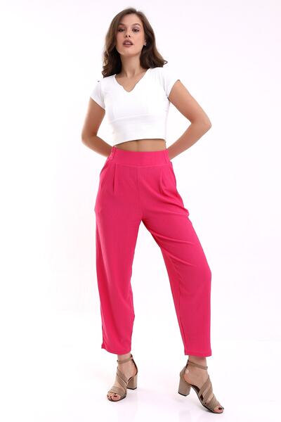 Winmoda34 Women's Pink Elastic Waist Balloon Pants