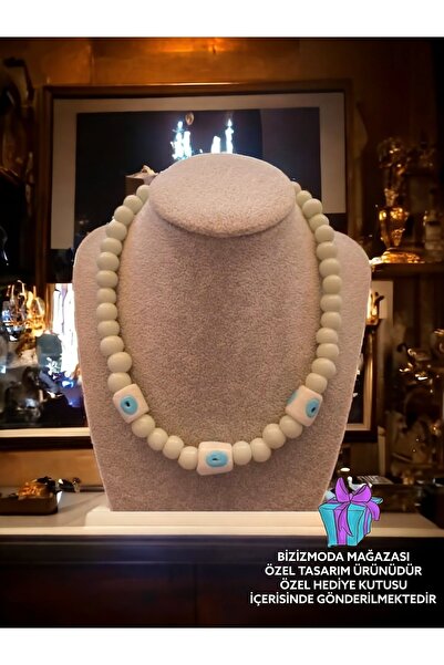 bizizmoda الطابق السفلي الزجاج حبة Serenay الزجاج قلادة عين الشر حبة قلادة