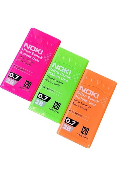 karinabest Noki Ultra Flexible Pen Tip 0.7 60 mm 2B 120 Pieces 3 Pieces Neon Color Versatil Pen Tip Set 2