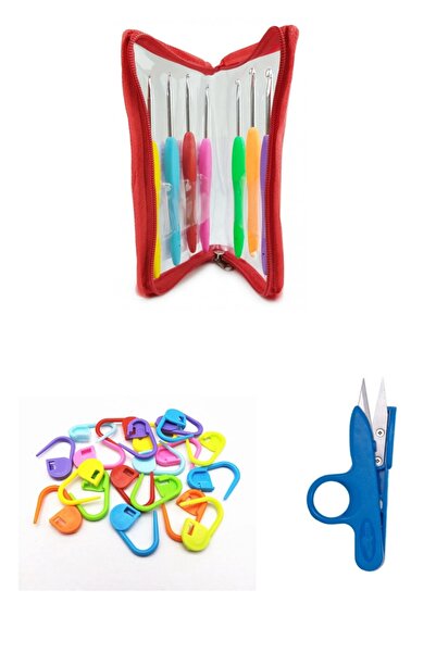 Kayıran terzi malzemeleri EV TİPİ DİKİŞ MAKİNASI 7 PARÇA ÇANTALI TIĞ 10 İLMEK İŞARETLEYİCİ VE MAKAS