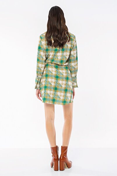 Berr-ın Yanı Bağlamalı Desenli Elbise