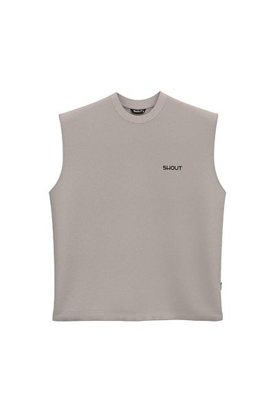 Shout Oversize Embroidery Logo Basic Sleeveless T-Shirt