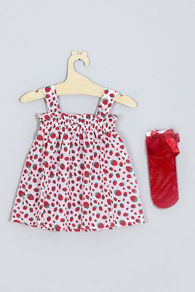ADABEBEK Strawberry Strawberry Dress Fishnet Socks Set 007