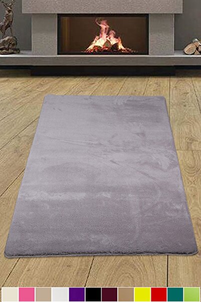 Teksev Elite Gri Makinede Yıkanabilir Peluş Oda Koridor Halısı Kaymaz Taban L...