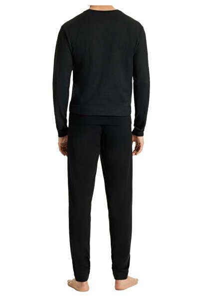 uncover by Schiesser Herren Schlafanzug 2-tlg. Set - lang, V-Ausschnitt, Baumwolle, uni/gemustert