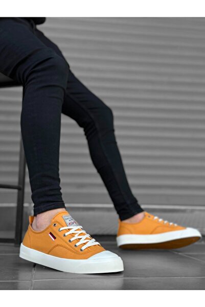 BOA BA0223 BOA حذاء رجالي كاجوال مريح ذو نعل مسطح من الكتان باللون الأصفر