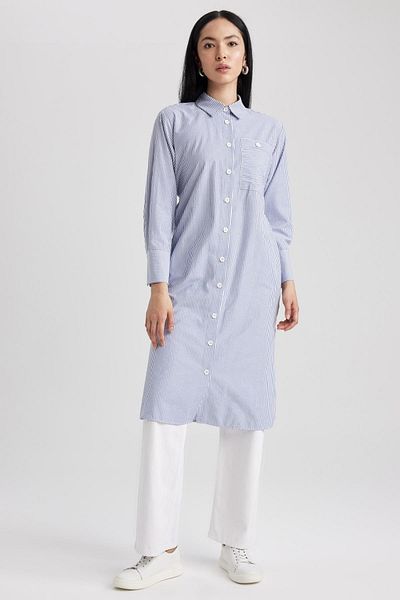 DeFacto Relax Fit Poplin Long Sleeve Shirt Tunic A8510ax23sm