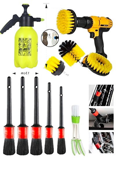 Genel Markalar 10 Parça Araç Iç Ve Dış Matkap Ucu Uyumlu Detaylı Bakım Ilaçlama Pompası Fırça Temizleme Seti