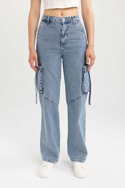 DeFacto 90s Wide Leg High Waist Wide Leg Long 100 Cotton Jean Pants A7015ax23hs