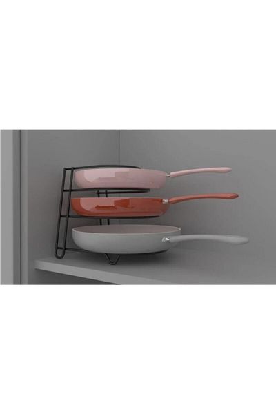 PULCA SHOP 4-етажен органайзер за шкаф за тигани и чинии, черен