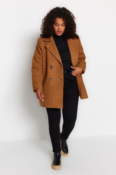 Trendyol Curve Brown Women Plus Size Coats Styles, Prices - Trendyol