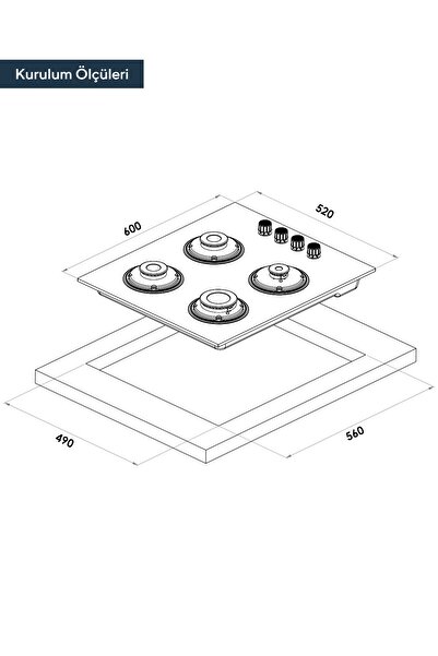 KUMTEL Antrasit Cam Ankastre Ocak