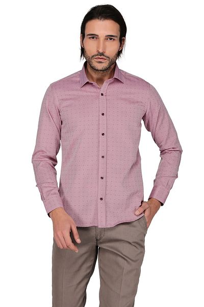 Buenza Claret Red Long Sleeve Slim Fit Shirt