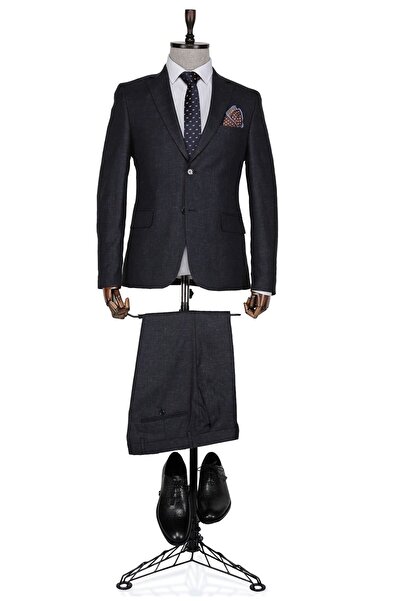 Buenza Ekose Julien Slim Fit Kahverengi Erkek Takım Elbise