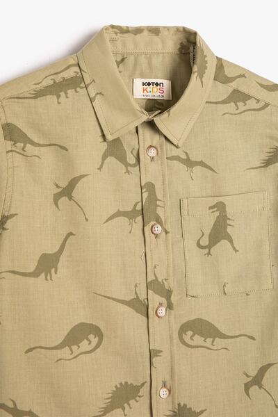 Koton Πουκάμισο με κοντό μανίκι για αγόρια με σχέδιο δεινοσαύρων 3SKB60152TW
