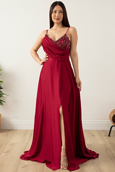 PULLIMM SATIN CREPE STRAP DRESS 13415