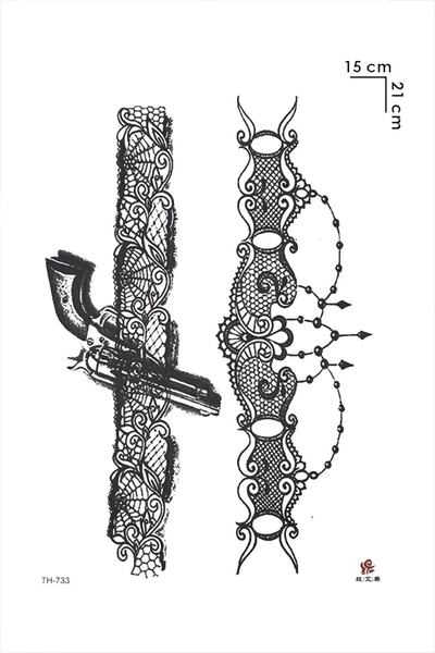 Barly Sialh Ve Motifli Jartiyer Geçici Dövme Tattoo