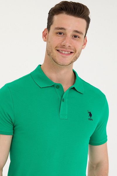 U.S. Polo Assn. ΒΑΣΗ. POLO ΑΝΔΡΙΚΟ ΑΘΛΗΤΙΚΟ T-SHIRT POLO NECK SLIMFIT 1570945   TP 054 ΠΡΑΣΙΝΟ