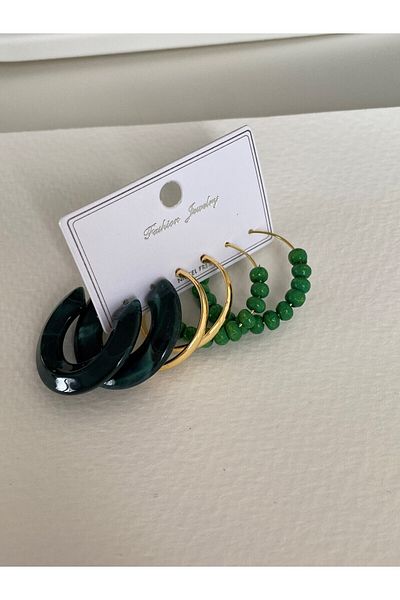 Owentis Green 3 Pairs Hoop Summerest Earrings