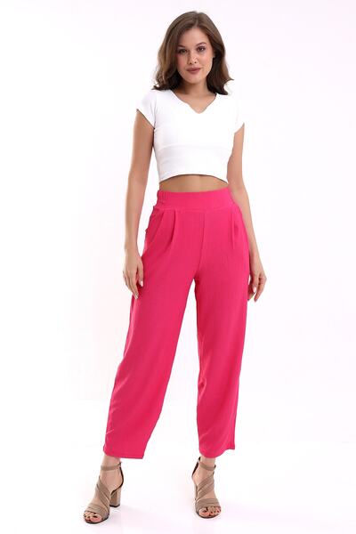 Winmoda34 Women's Pink Elastic Waist Balloon Pants