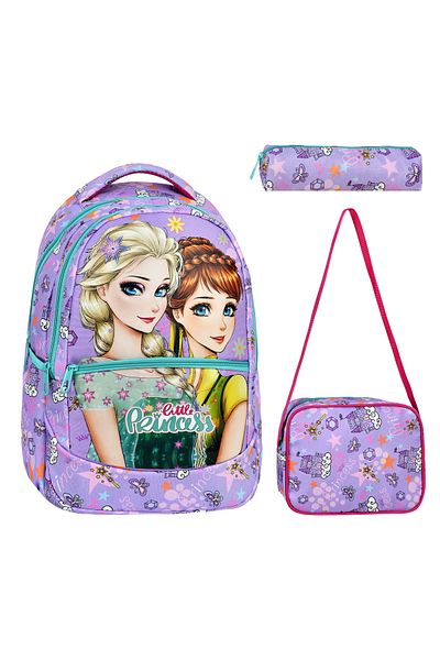 Çantaland Geantă de școală Frozen din 3 piese pentru școala primară cu model, nutriție pentru fete și suport pentru stilou