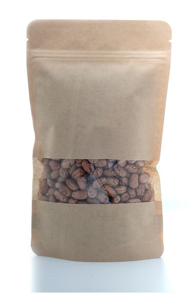 Kraft pack ambalaj Windowed Locked Doypack 50 Pieces 11x18,5
