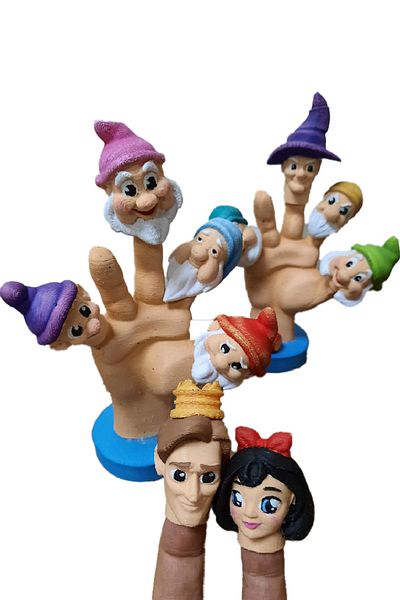 Uçaneller Kuklaevi Snow White and the Seven Dwarfs Finger Puppet Fairy Tale Set