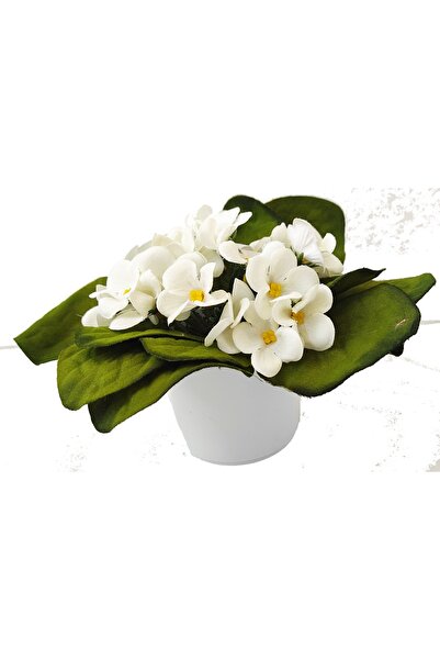 Cennet Home Doğal dokulu menekşe beyaz saksıda yapay çiçek