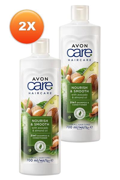 AVON Care Avokado ve Badem Yağı içeren Şampuan ve Saç Bakım Kremi 700 Ml. İkili Set