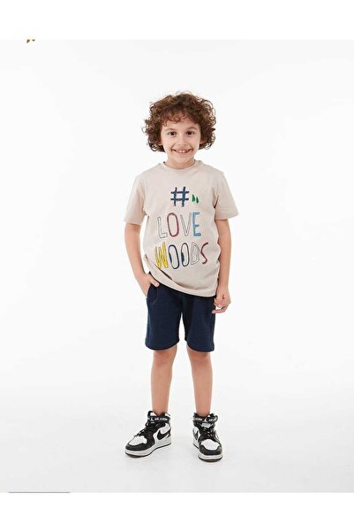 BOBBY JR KİDSWEAR Băiat tricou Love Woods cu imprimeu Bej